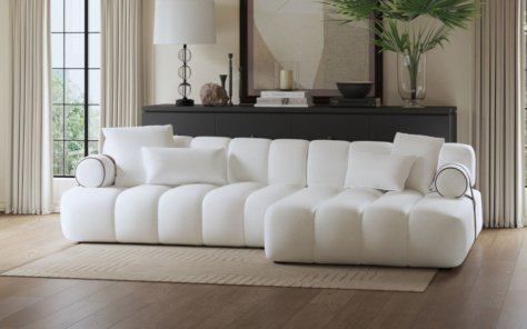 Chloe Pillow Back Fabric Chaise Corner Sofa