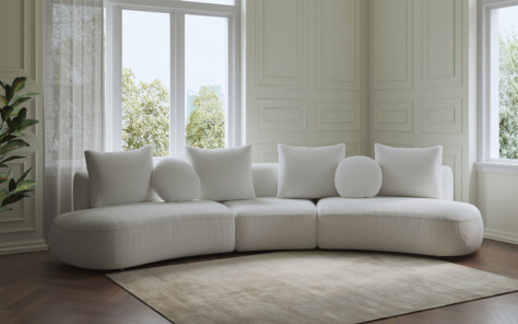 Cove Pillow Back Curved Fabric Sofa