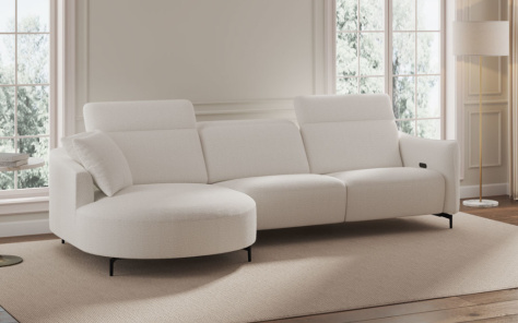 Lozenge Fabric Curved Chaise Corner Sofa