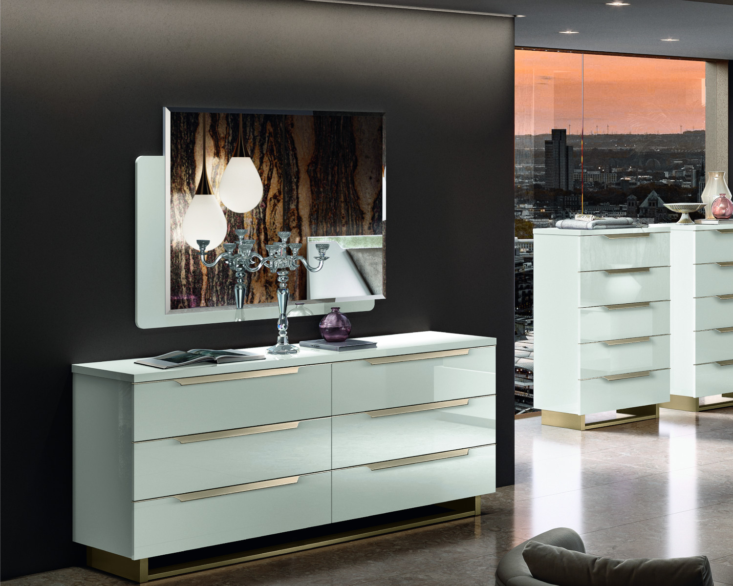 Buy Elegance White Gloss Mirror Online in London, UK Denelli Italia
